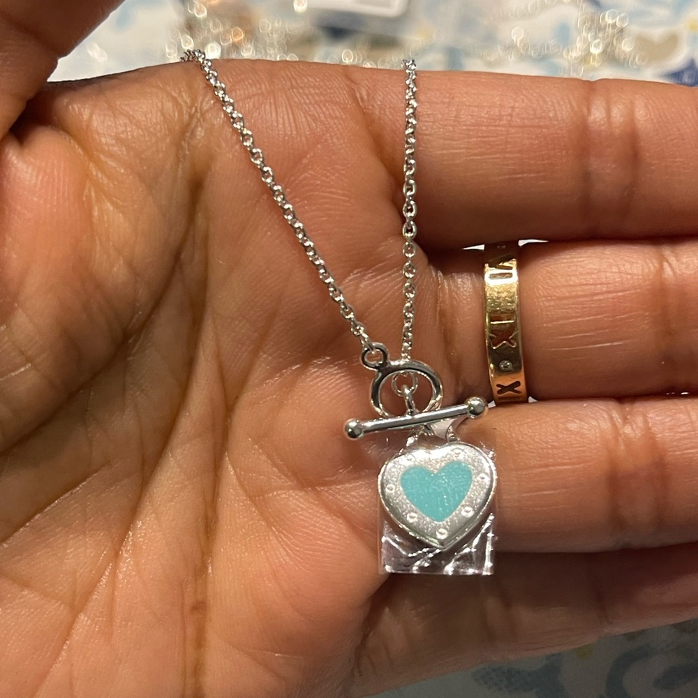 Solid Sterling Silver Toggle Heart Necklace - image 3